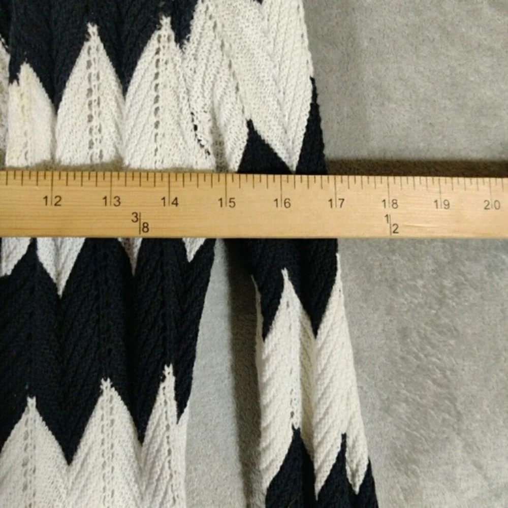 NY Collection Sweater Womens Small‎ Long Black/White Open Front Cardigan